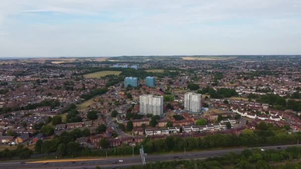 Gorgeous Aerial View Luton City England Sunset Time Colourful Clouds — Vídeo de Stock
