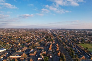 Görkemli Hava Görüntüleri Yüksek Açılı Drone 'un Şehir Manzarası ve İngiltere Büyük Britanya Manzarası