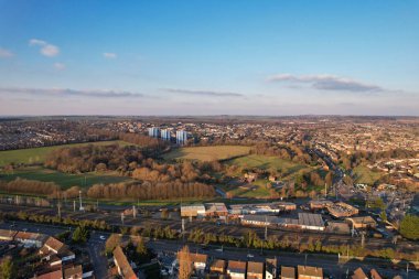 Gorgeous Aerial footage high angle Drone's View of Cityscape and Landscape of England Great Britain