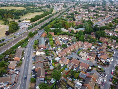 Görkemli Hava Görüntüleri Yüksek Açılı Drone 'un Şehir Manzarası ve İngiltere Büyük Britanya Manzarası