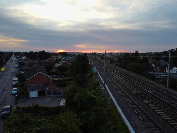 Imágenes Aéreas Gran Angular Luton Town England Estación Ferrocarril Tren — Foto de Stock