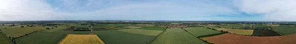 Renewable Solar Panel Power Windmill Wind Turbine Farms Countryside England — Stockfoto