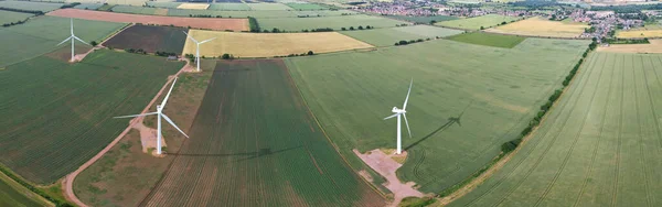 Renewable Solar Panel Power Windmill Wind Turbine Farms Countryside England — Fotografia de Stock