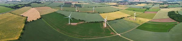 Renewable Solar Panel Power Windmill Wind Turbine Farms Countryside England — 图库照片