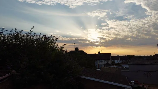 Sky Colourful Clouds Drone High Angle Footage City England Reino — Fotografia de Stock