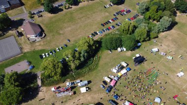 Beautiful aerial high angle view of funfair held at Luton Town of England