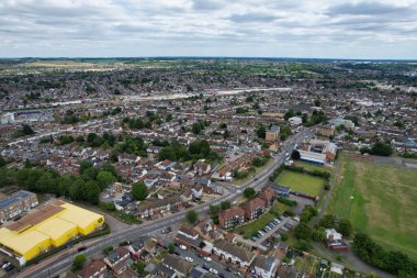 İngiltere 'nin Luton Town kentinin yüksek açılı görüntüsü.,