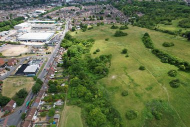 İngiltere 'nin Luton Town kentinin yüksek açılı görüntüsü.,