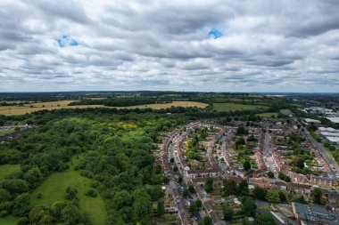 British City Aerial view, high Angle footage of Luton Town of England UK,