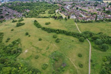 İngiltere 'nin Luton Town kentinin yüksek açılı görüntüsü.,
