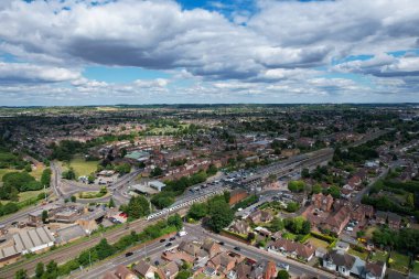 İngiltere 'nin Luton Town kentinin yüksek açılı görüntüsü.,