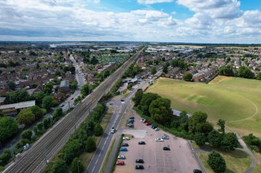 İngiltere 'nin Luton Town kentinin yüksek açılı görüntüsü.,
