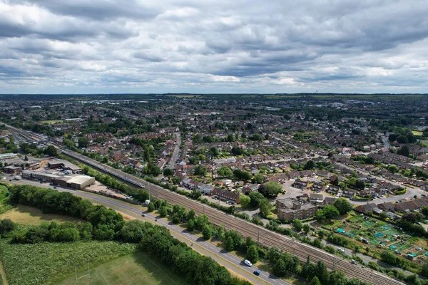 Nagranie Lotu Ptaka Widokiem Londyn Luton City England Budynkami — Zdjęcie stockowe