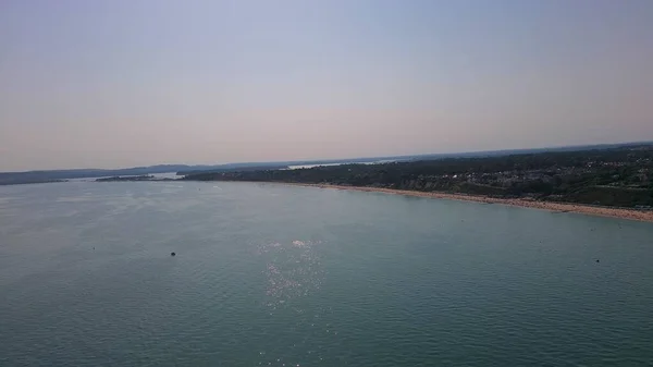High Angle Footage Beach Front People Aerial View Ocean Bournemouth — Foto de Stock