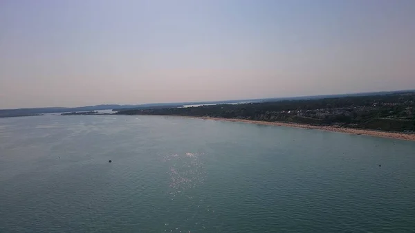 High Angle Footage Beach Front People Aerial View Ocean Bournemouth — Stock fotografie