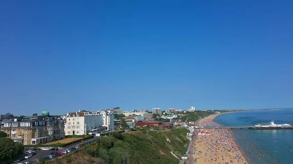 Beautiful Aerial View High Angle Drone Footage Bournemouth City Beach — 스톡 사진