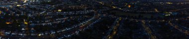 British City 'nin Güzel Gece Hava Görüntüsü, Yüksek Angle Drone' un İngiltere 'deki Luton Town Görüntüsü