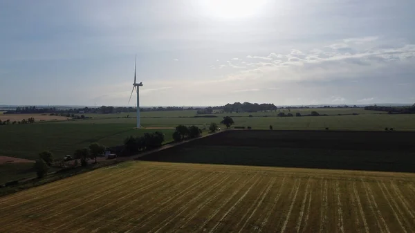 Renewable Solar Panel Power Windmill Wind Turbine Farms England High — Stockfoto