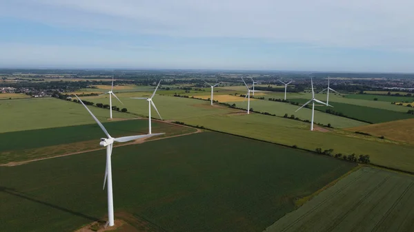 Renewable Solar Panel Power Windmill Wind Turbine Farms England High — Stock Photo, Image