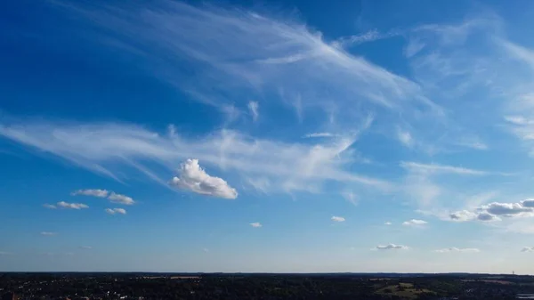 Небо Тучами Высота Полета Дрона Над Англией — стоковое фото