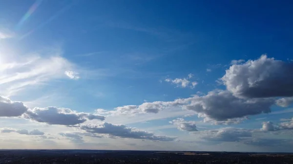 Beautiful Sky Colourful Clouds Drone High Angle Footage City England — Stockfoto