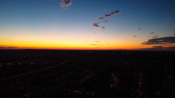 Beautiful Night Aerial View British City High Angle Drone Footage — Fotografia de Stock