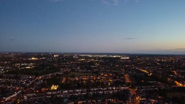 Hermosa Vista Aérea Nocturna Ciudad Británica Imágenes Drone Alto Ángulo — Foto de Stock
