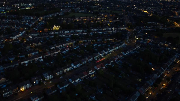 Beautiful Night Aerial View British City High Angle Drone Footage — Stockfoto