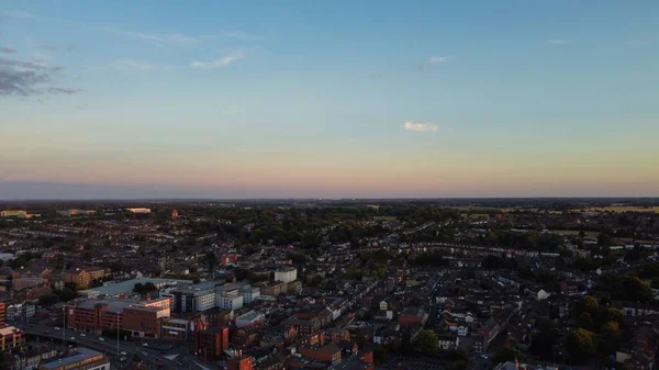 Gyönyörű Aerial View Luton City England Sunset Time Színes Felhők — Stock Fotó