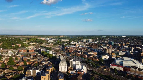 Imagens Aéreas Por Drone Vista Alto Ângulo Londres Luton City — Fotografia de Stock