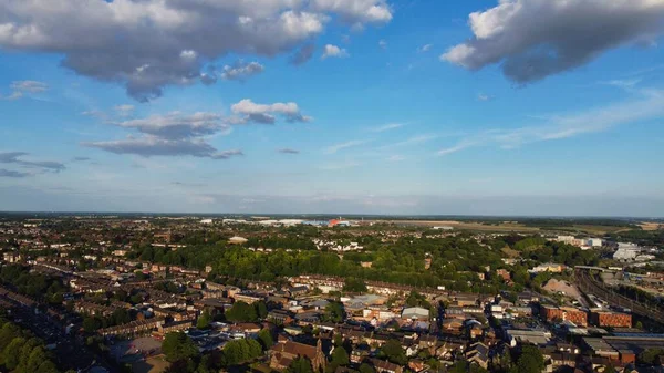 Imágenes Aéreas Aviones Teledirigidos Con Vista Panorámica Londres Luton City — Foto de Stock