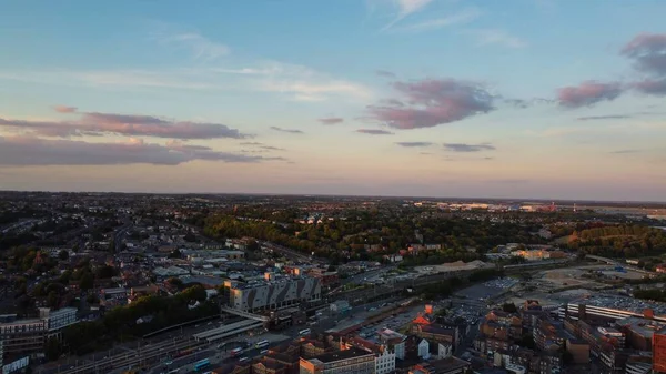 Légi Felvétel Drónnal Nagy Látószögű Kilátás London Luton City England — Stock Fotó