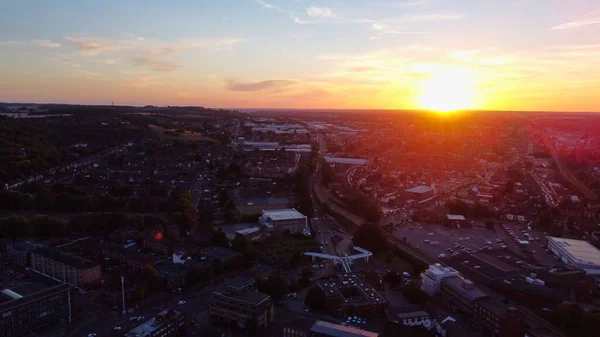Gyönyörű Aerial View Luton City England Sunset Time Színes Felhők — Stock Fotó