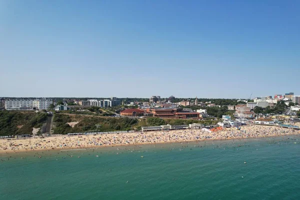 Vista Aérea Frente Praia Bournemouth City England Reino Unido — Fotografia de Stock