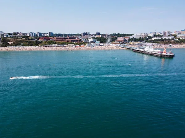 High Angle Footage Aerial View Ocean High Speed Boats People — Foto de Stock