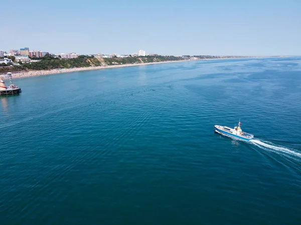 High Angle Footage Aerial View Ocean High Speed Boats People — Foto de Stock