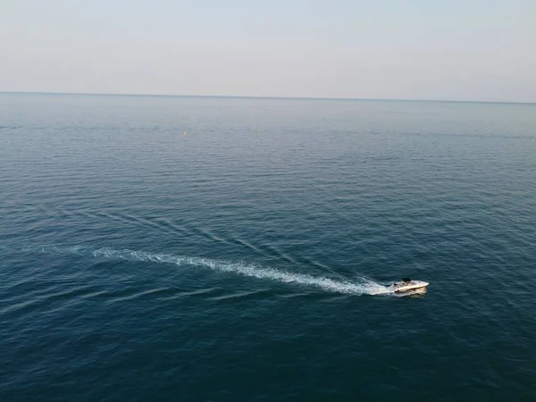 High Angle Footage Aerial View Ocean High Speed Boats People — Stock fotografie