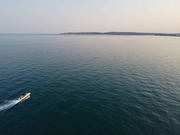 High Angle Footage Aerial View Ocean High Speed Boats People — Foto de Stock