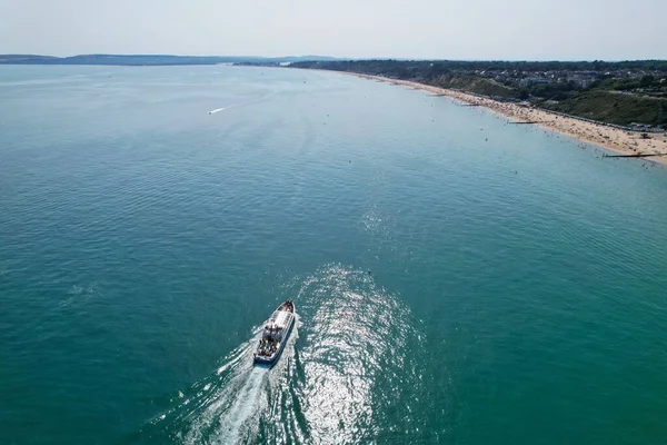 High Angle Footage Aerial View Ocean High Speed Boats People — ストック写真