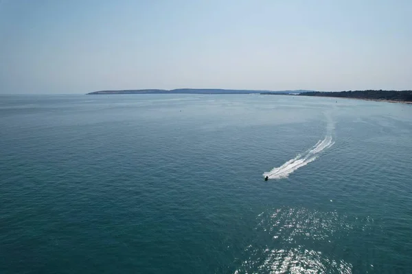 High Angle Footage Aerial View Ocean High Speed Boats People — Foto de Stock