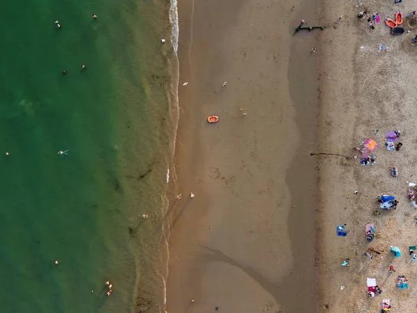 High Angle Sea View Beach Front People Bournemouth City England — Fotografie, imagine de stoc