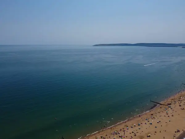 High Angle Sea View Beach Front People Bournemouth City England — Stok fotoğraf