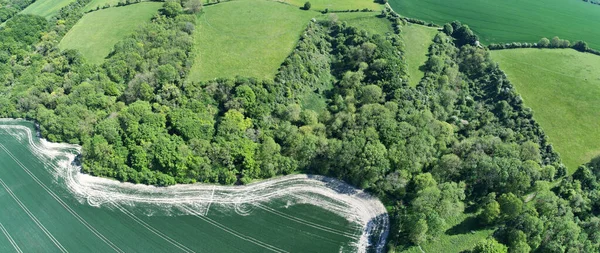 Gyönyörű Aerial High Angle Panoramic 360 Kilátás Gyönyörű Anglia Táj — Stock Fotó