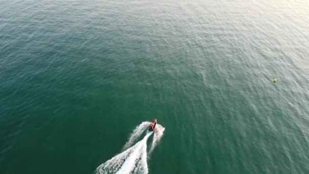 Aerial View Fast Racing Sports Boats Ocean High Angle Footage — Vídeos de Stock