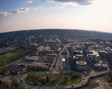 Güzel Hava Yüksek Açılı Panoramik 360 Muhteşem İngiltere manzarası ve Büyük Britanya Şehri manzarası