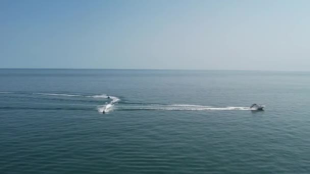 Aerial View Fast Racing Sports Boats Ocean High Angle Footage — Stok video