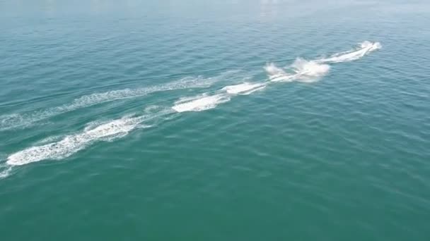Aerial View Fast Racing Sports Boats Ocean High Angle Footage — Vídeo de Stock