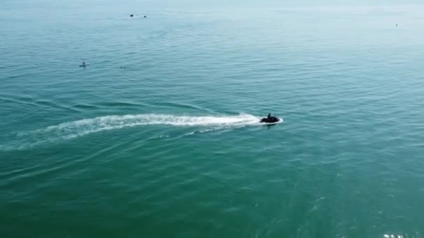 Aerial View Fast Racing Sports Boats Ocean High Angle Footage — Stockvideo