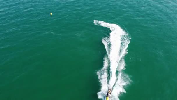 Aerial View Fast Racing Sports Boats Ocean High Angle Footage — ストック動画