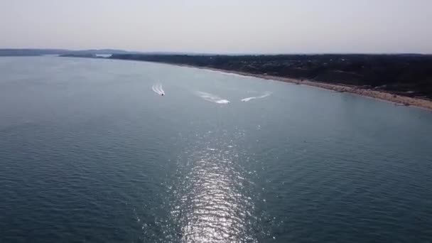 Aerial View Fast Racing Sports Boats Ocean High Angle Footage — Stockvideo